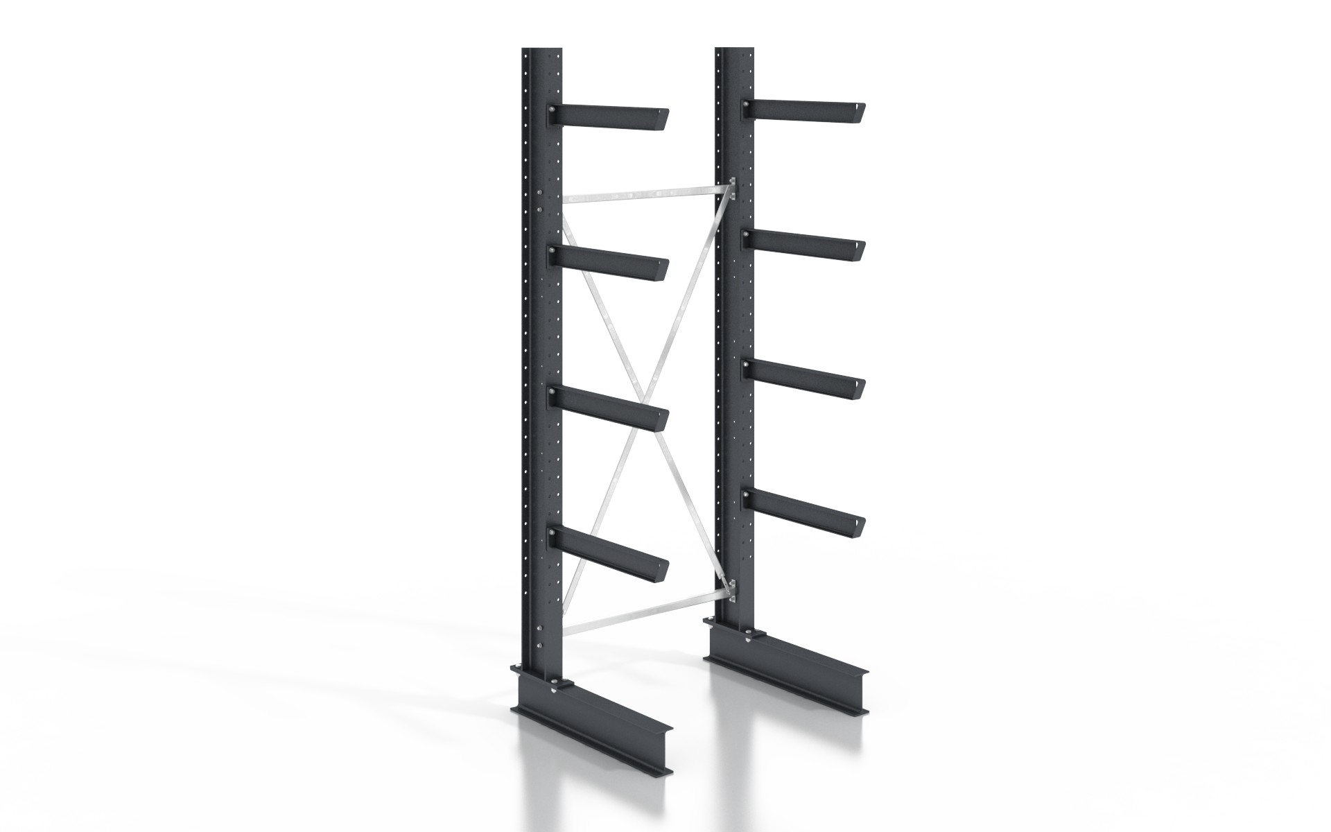 Kragarmregal einseitig 1,28 m – 315 cm Höhe | 80 cm Nutztiefe | 500 kg pro Arm