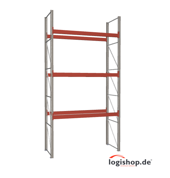 BLT Palettenregal Grundfeld – 2,90 lfm | 550 cm Höhe | 1800 kg Fachlast | Boden + 3 Ebenen