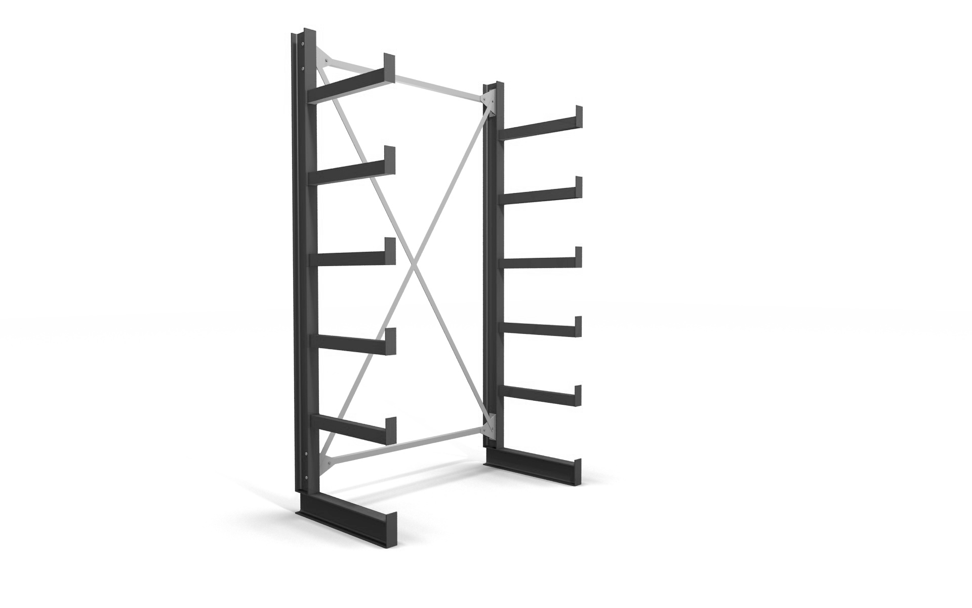 Kragarmregal einseitig 1,34 m – 200 cm Höhe | 200 kg pro Arm | BLT