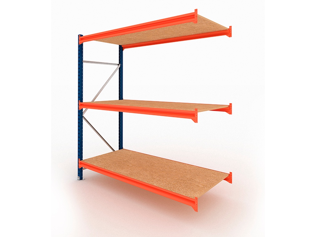 Weitspannregal Anbaufeld – 1,93 lfm | 200 cm Höhe | 60 cm Tiefe | 400 kg Fachlast | 3 Ebenen