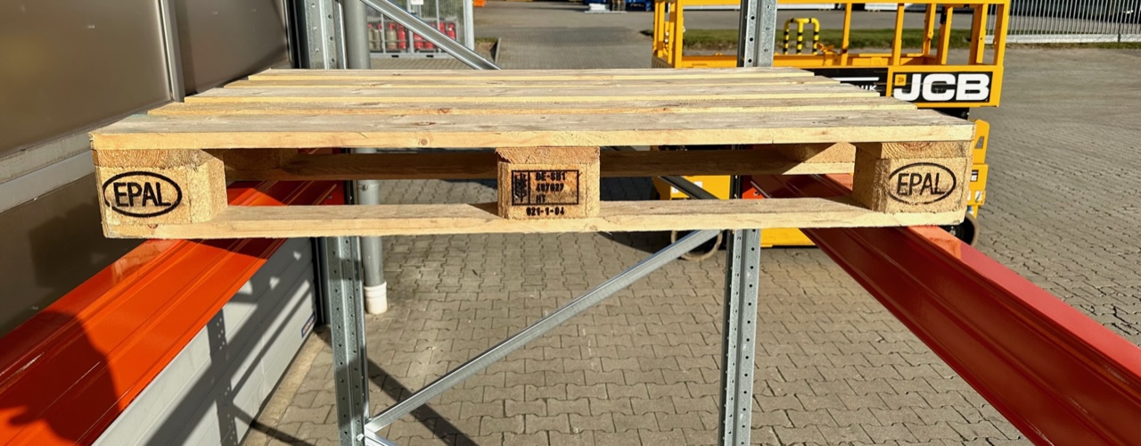 BLT Palettenregal – 36,30 lfm | 450 cm Höhe | 3000 kg Fachlast | Boden + 2 Ebenen