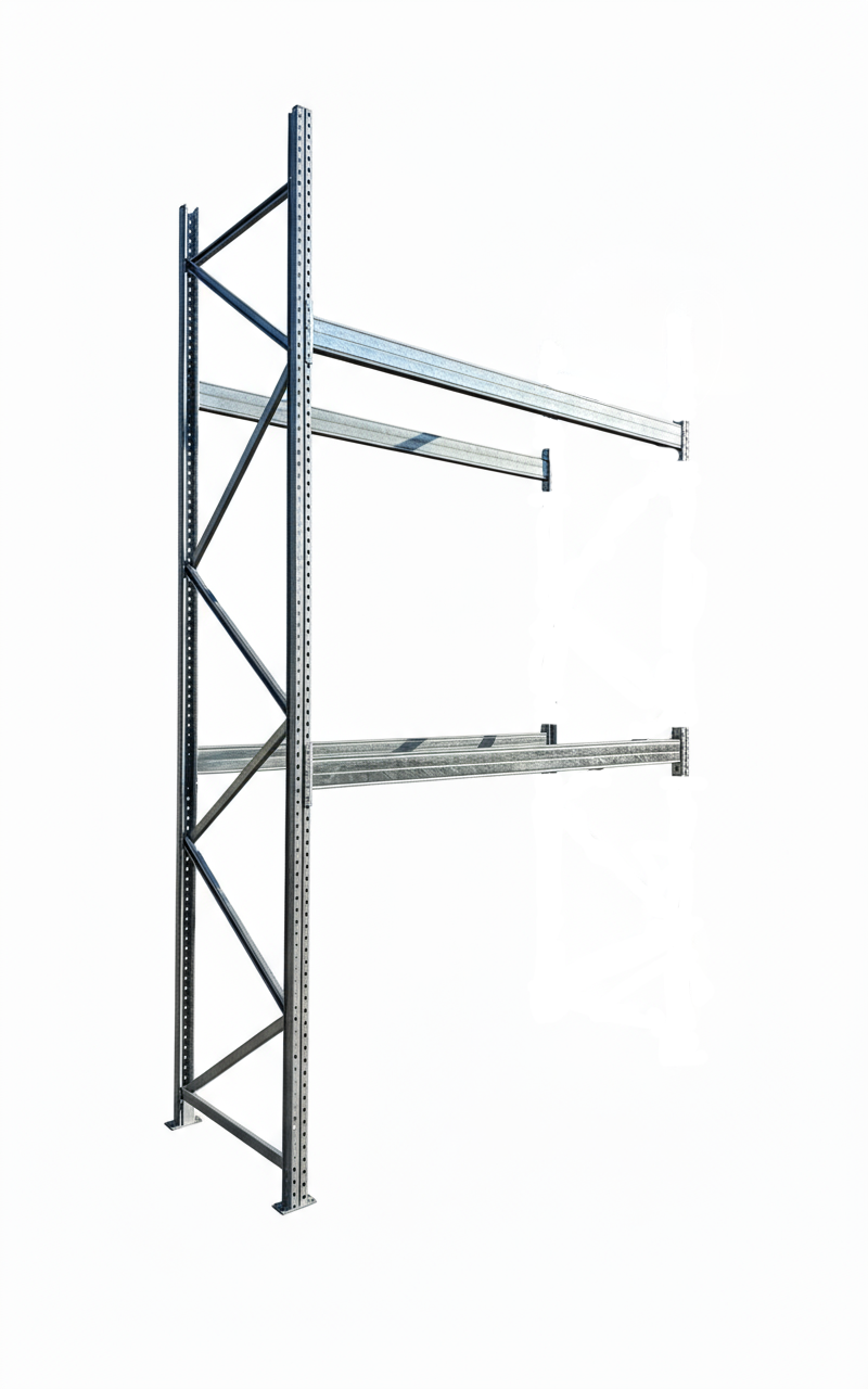 Anbaufeld Palettenregal feuerverzinkt – 2,80 lfm | 450 cm Höhe | 3000 kg Fachlast | Boden + 2 Ebenen