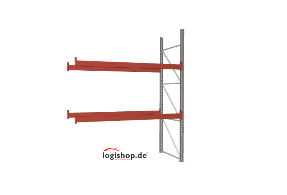 BLT Palettenregal Anbaufeld – 2,80 lfm | 350 cm Höhe | 3000 kg Fachlast | Boden + 2 Ebenen