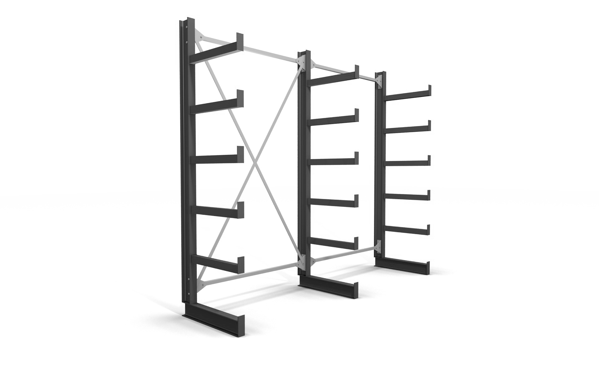Kragarmregal einseitig 2,62 m – 200 cm Höhe | 200 kg pro Arm | BLT