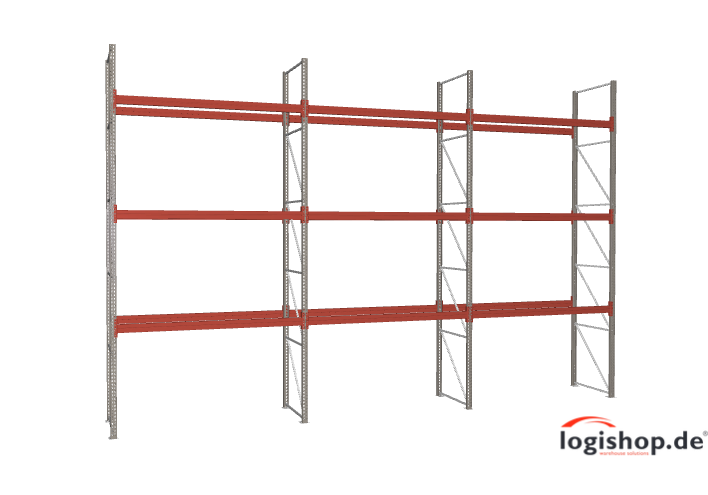 BLT Palettenregal – 8,40 lfm | 550 cm Höhe | 1800 kg Fachlast | Boden + 3 Ebenen