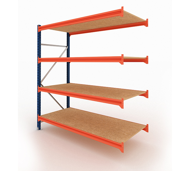 BLT Weitspannregal Anbaufeld – 1,93 lfm | 200 cm Höhe | 60 cm Tiefe | 400 kg Fachlast | 4 Ebenen