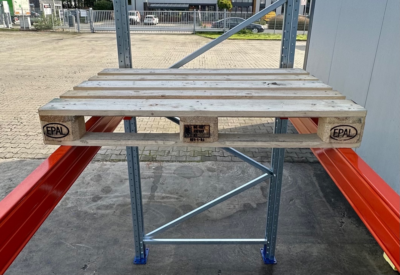 BLT Palettenregal – 36,30 lfm | 350 cm Höhe | 3000 kg Fachlast | Boden + 2 Ebenen