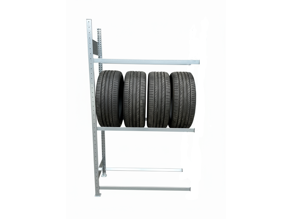 META Reifenregal Anbaufeld – 1,15 lfm | bis zu 12 Reifen | 200 cm Höhe | 3 Ebenen