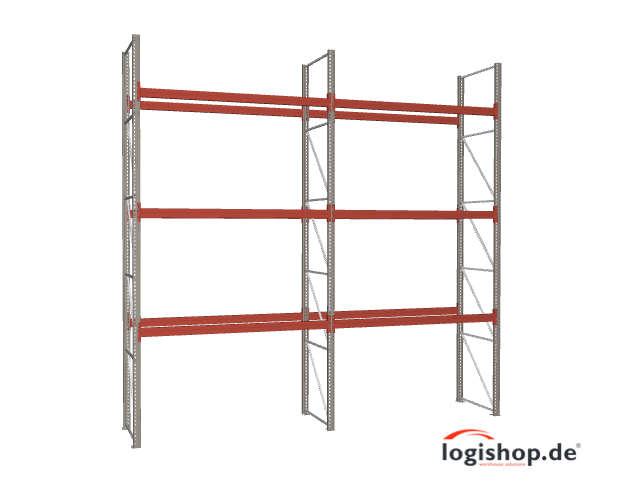 BLT Palettenregal – 5,70 lfm | 550 cm Höhe | 3000 kg Fachlast | Boden + 3 Ebenen