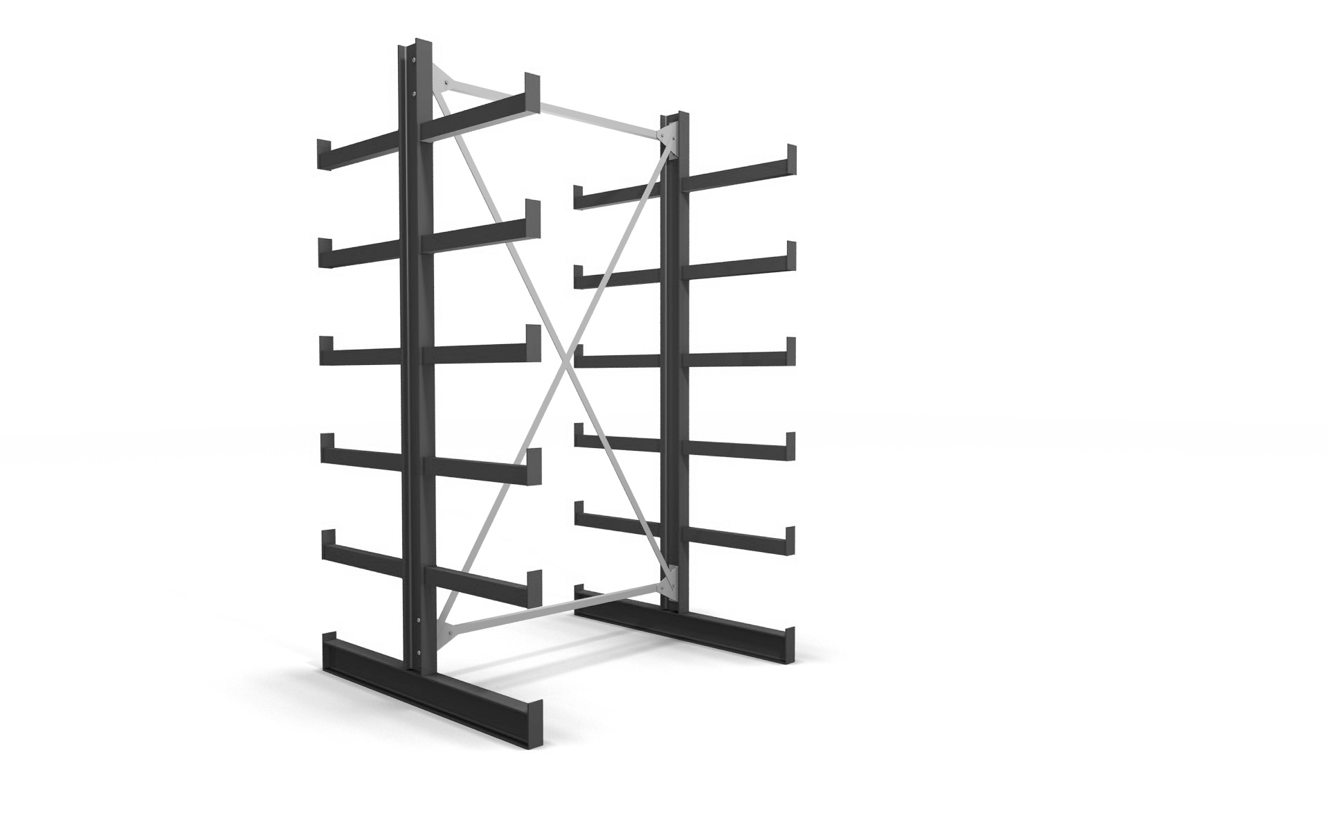 Kragarmregal doppelseitig 1,34 m – 200 cm Höhe | 200 kg pro Arm